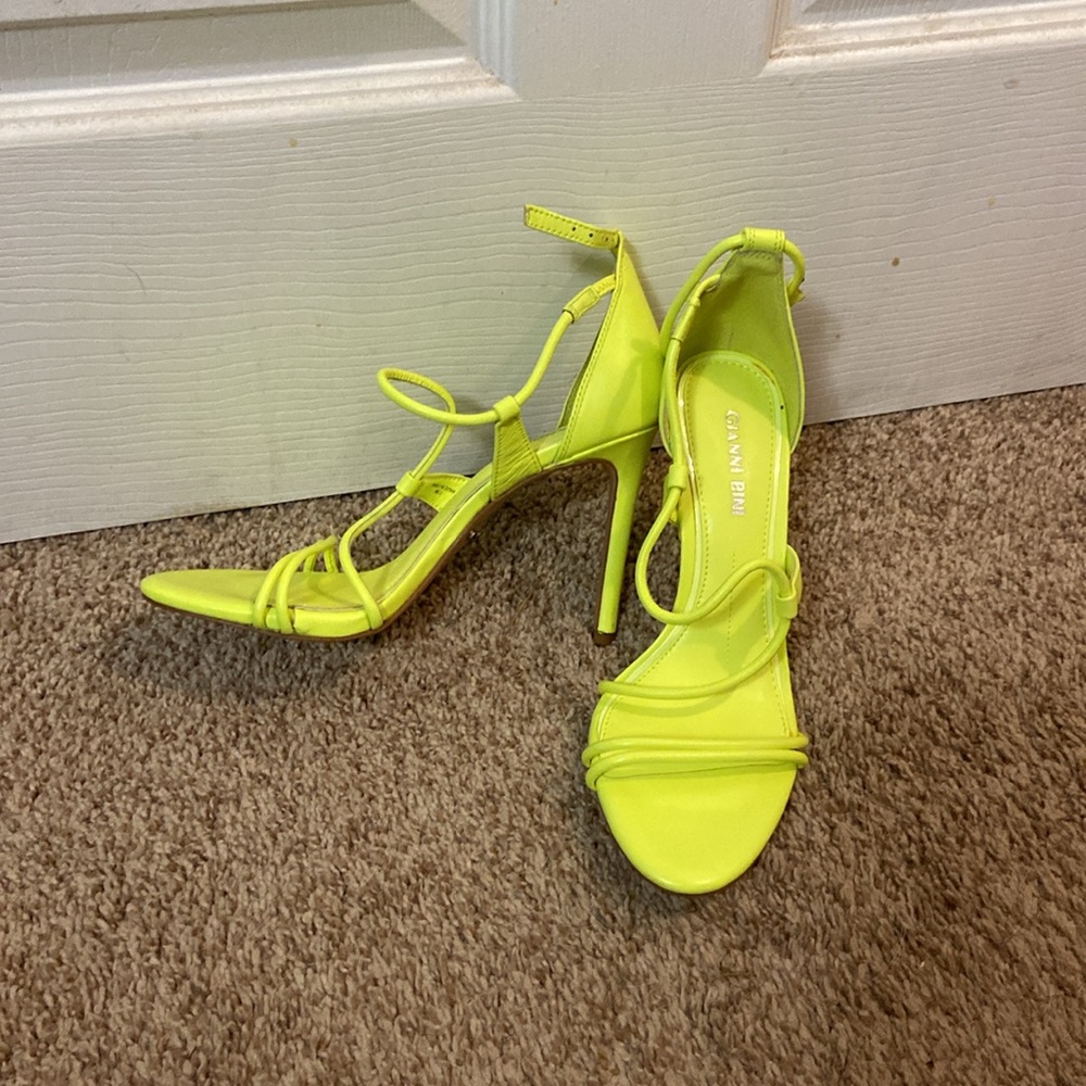 Gianni Bini Neon Yellow Strappy Heels - Picture 2 of 3
